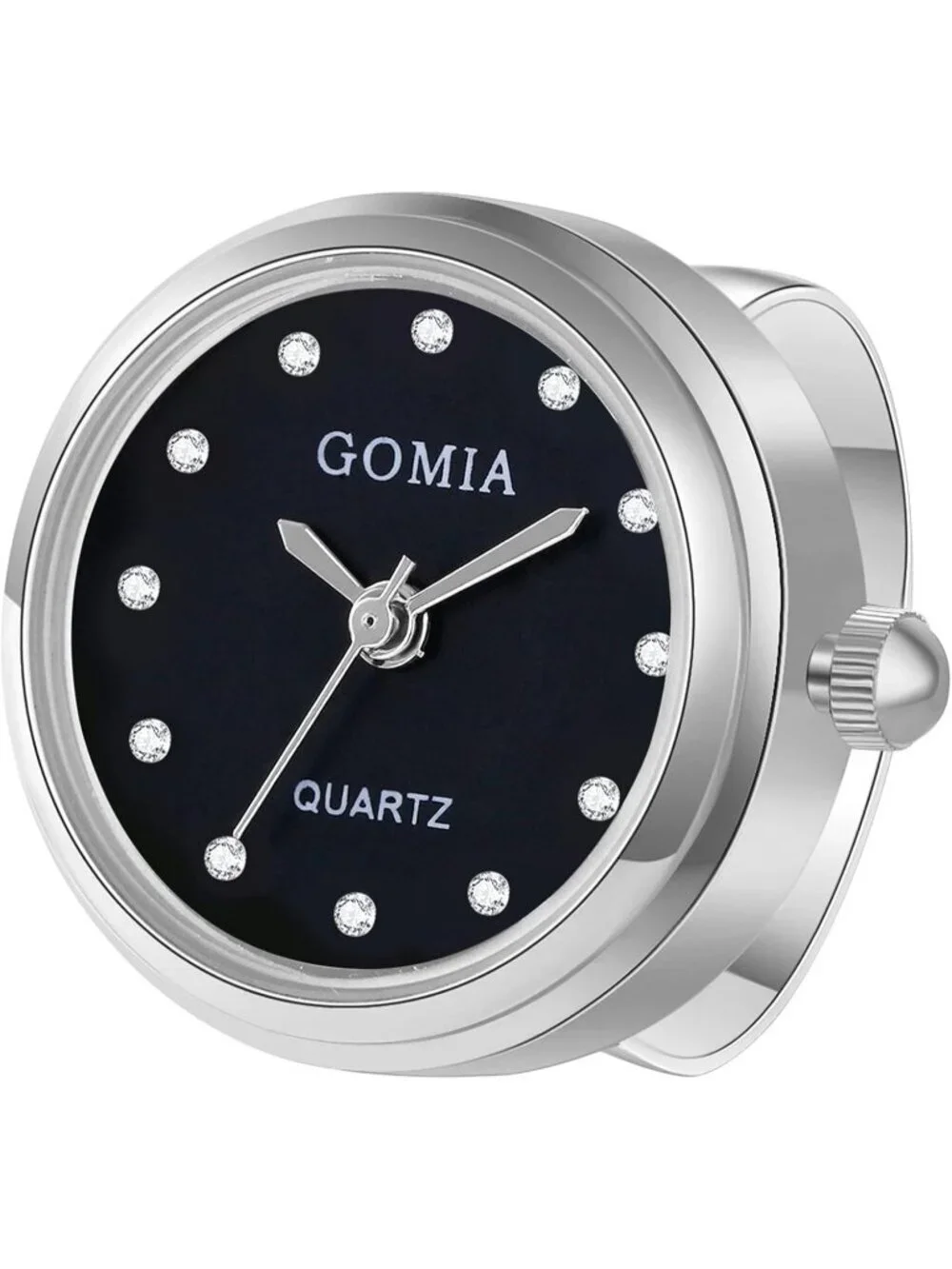 Unisex Silver Quartz Dial Roman Numeral Adjustable Open Band Finger Ring Watch